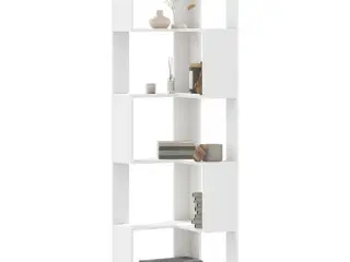 Bogreol til hjørne 50x50x179 cm 5 hylder konstrueret træ hvid