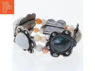 Perlearmbånd med sten (str. Ø 7 cm)