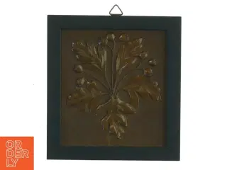 Kobber Væg Relief med blomstermotiv (str. 13,5x12,5 cm)
