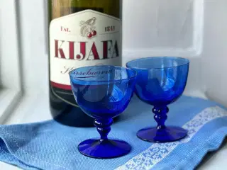 Likørskåle, kongeblå, 2 stk samlet