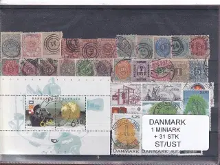 Danmark Samling - 1 Miniark + 31 Stk. Stemplet/Ustemplet