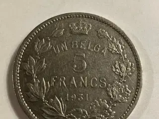 5 Francs Belgium 1931