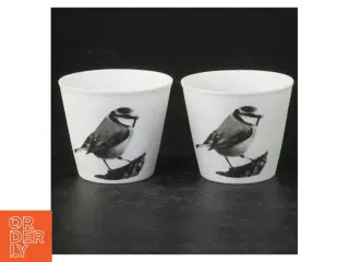 Dekorative stearinlys med fuglemotiv (str. Ø. 7 cm)