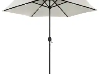 Udendørs parasol med LED-lys og aluminiumsstang 270 cm sandhvid