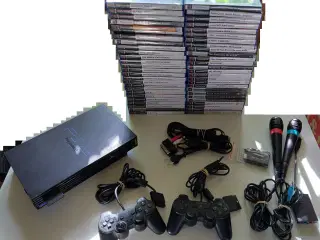 Playstation 2 med tilbehør