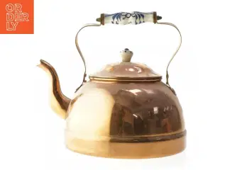 Kedel i kobber med porcelænshåndtag (str. Ø 21 cm)