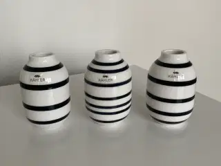 3 stk Kâhler vaser. Hvide med sorte striber.