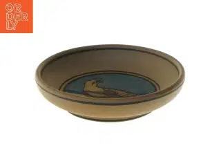 Keramisk skål med fuglemotiv (str. Ø 12 cm)
