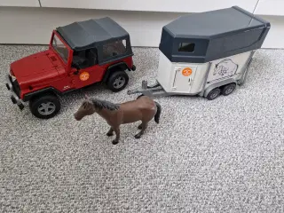 Bruder bil og hestetrailer 