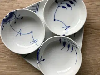 Blå mega riflet serveringssæt - 4 dele