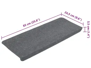 Selvklæbende trappemåtter 15 stk. 65x24,5x3,5 cm grå