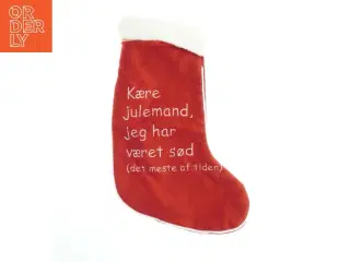 Rød julesok med tekst (str. 45x32 cm)