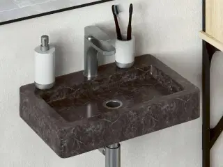 Væghængt håndvask 38x24x6,5 cm marmor sort