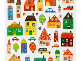 Selvklæbende Klistermærker - Byliv 15x16,5 cm