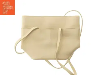 Beige skuldertaske i læderlook (str. 33,5x24,5 cm)