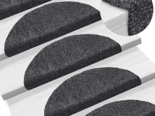 Trappemåtter selvklæbende 15 stk. 56x17x3 cm mørkegrå halvrunde