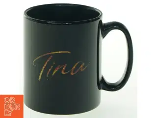 Sort kaffekrus fra musicalen &#39;Tina&#39; (str. H 9,5 cm, ø 8 cm)