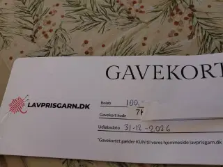 Gavekort til lavprisgarn.dk- 100 kr