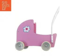 Lyserød dukkevogn i træ (str. 50x50x25 cm)