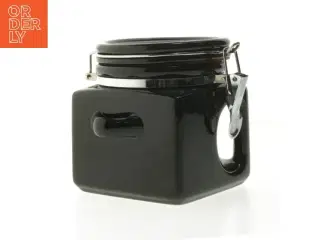 Kvadratisk sort opbevaringskrukke fra Oggi (str. 13x11,5 cm)