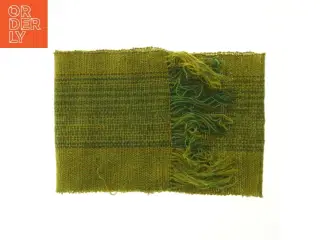 Grønt håndvævet halstørklæde med frynser (str. 29x135 cm)