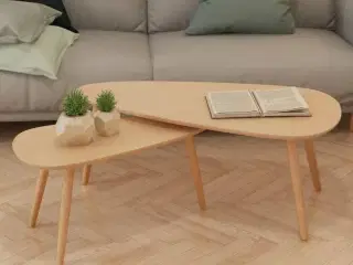 Sofabordssæt i 2 dele massivt fyrretræ brun