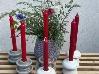 6 stk lysestager af porcelæn knopper 
