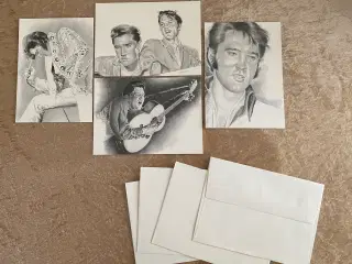 Postkort med tegninger af Elvis