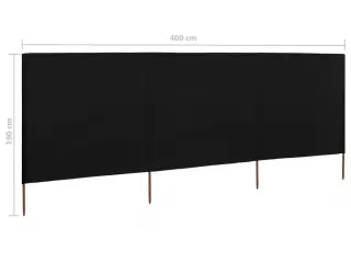 3-panels læsejl 400x160 cm stof sort