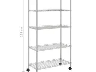Opbevaringsreol med 5 hylder og hjul 75x35x155 cm 250 kg krom