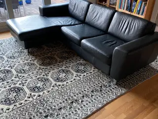 Lædersofa med chaiselong