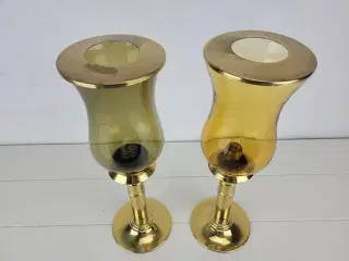 Lysestager i messing og glas - Megaline