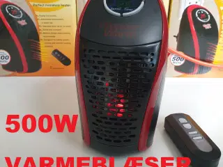 NY! 500W Varmeblæser + Fjernbetjening + LCD