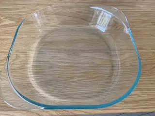 Firkantet ovnfast fad af klart glas