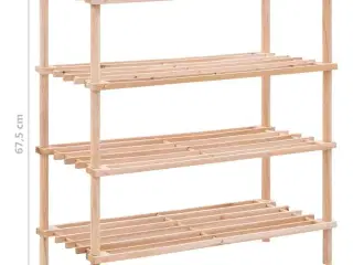 Skoreol med 4 hylder massivt grantræ