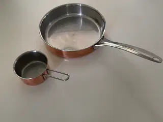 1 kobberpande og 1 serveringsgryde
