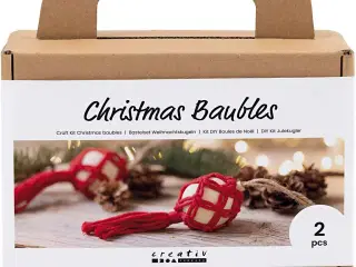 DIY Kit Julekugler, Macramé, julerød, 1 pk.