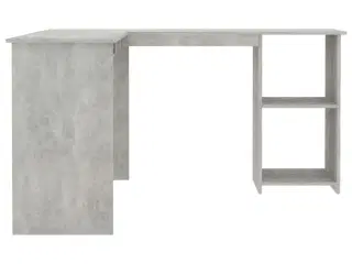L-formet skrivebord 120x140x75 cm konstrueret træ betongrå
