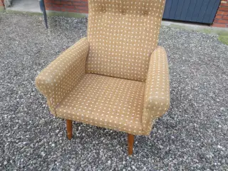 1 stk Retro Lænestol med stof Teakben 