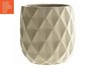 Hvid geometrisk vase (str. Ø. 14 cm længde. 15 cm)