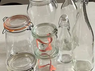 Henkogningsglas og flasker