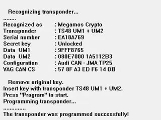 TMPro Software modul 187 – Nøglekopimaskine på TS48 / CN6 / KD48 transponder.