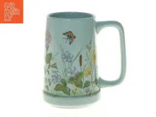 Vintage Porcelænskrus vase med Håndmalet blomstermotiv (str. 14 x, 10 cm)