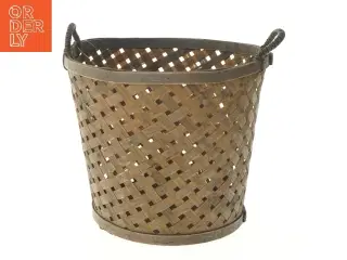 Flettet kurv med håndtag (str. Ø 26,5 cm længde 23 cm)