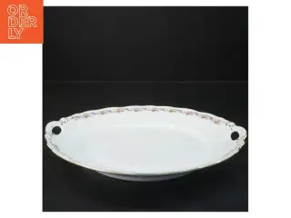 Rund porcelænsfad med blomstermønster (str. Ø 27 cm)