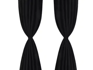 Gardiner i mikro-satin med løkker 2 stk. 140 x 225 cm sort