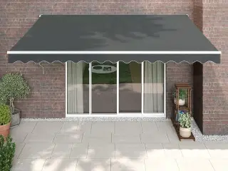Foldemarkise 4x3 m stof og aluminium antracitgrå