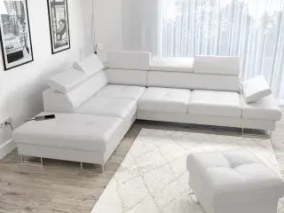 GALAKSE ÆGTE LÆDER HJØRNESOFA 225X280