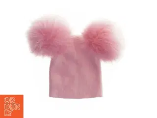 Pink børnehue med pom-poms (str. Ø 15 cm)