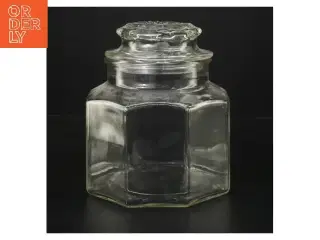 Glasbeholder med låg (str. Ø 10,5 cm længde 16,5 cm)